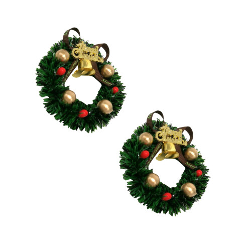 2Ud Mini Guirnalda Navideña Verde Plástica Para Decorar Muñecas 2