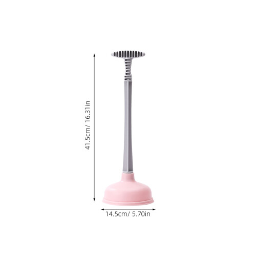 2Pcs Rubber Cup Plunger Pink Long Handle Strong Suction for Bathroom 1