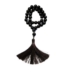 Chapelet en verre, bijoux élégants, perles avec frange,-Noir