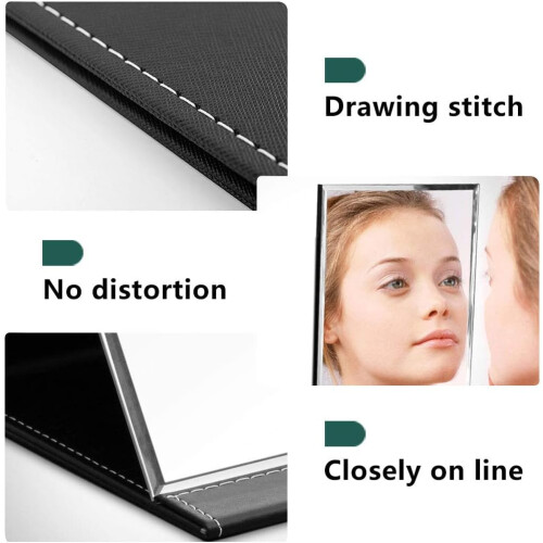 Travel Mirror with Adjustable Rectangular Stand, Plain Design Clearly HD Mirror, Portable and Durable for Camping and Outgoing (Foldable, 17x12cm) 1