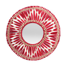Farmhouse Aesthetic Woven Mirror Sustainable Natural Materials, Versatile Home Decoration Wall Mirror with Clear Imaging and Space Saving Design