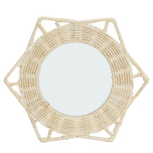 Decorative Scalloped Edge Mirror, Minimalist Interior Look, Unique Craftsmanship, Eco-Conscious Natural Rattan For Living Room Bedroom Bathroom Nurser
