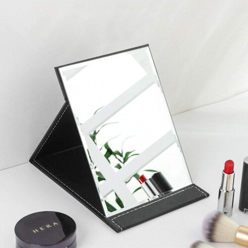 Travel Mirror with Adjustable Rectangular Stand, Plain Design Clearly HD Mirror, Portable and Durable for Camping and Outgoing (Foldable, 17x12cm) 2