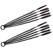 6Stk Wrap Around Geflochtene Ponytail Extensions Schwarz Synthetisch