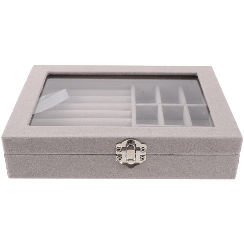 4Stk Schmuckbox Grau Organizer Mit Für Ringe Ohrringe