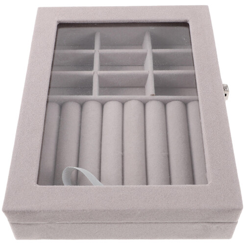 4Stk Schmuckbox Grau Organizer Mit Für Ringe Ohrringe 1