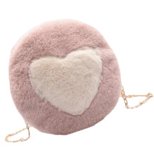 2Stk Herz Muster Plüsch Schultertasche Damen Pink