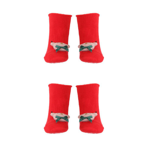2Pares Medias Bebé Rojas Transpirables Antideslizantes 2