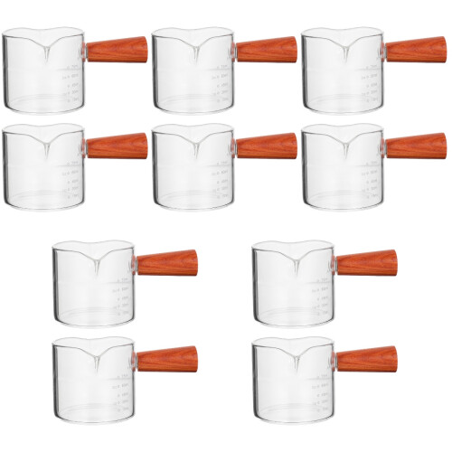10Ud Vasos De Medición Para Café Con Mango De Madera Y Doble Vertedor 2