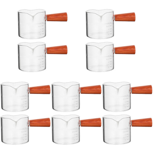 10Ud Vasos De Medición Para Café Con Mango De Madera Y Doble Vertedor 1