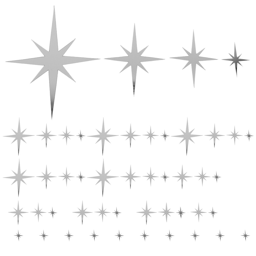 183Pcs Acrylic Star Mirror Wall Decals For Bedroom And Nursery Silver Iplusmile