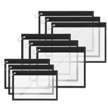 36Pcs Portable Black PVC Pen Pouches Clear Zipper Pencil Storage Bags