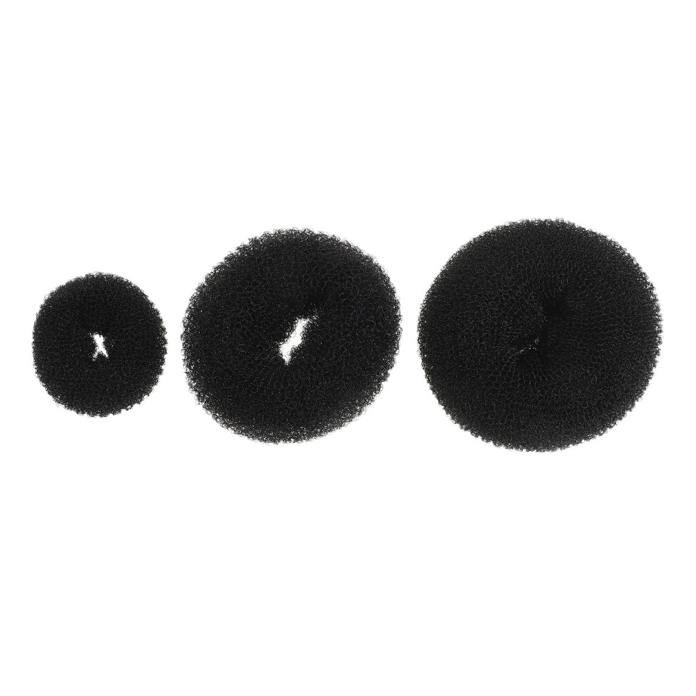 Totority Unisex Black 6Pcs Easy Hair Donut Bun Makers Nylon Bun Shaper
