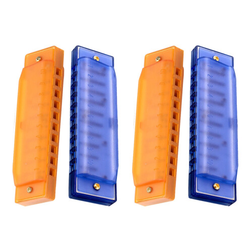 4Pcs 10 Hole Plastic Harmonica for Kids Beginners Music Toy 1