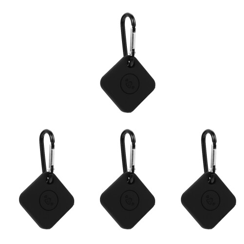 4Pcs Silicone Protective Case with Keychain Black for Tile Mate Tracer 2