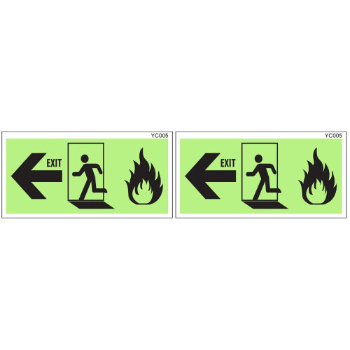Glow Warning PVC Exit Signs Stickers Black Emergency Exit Decals 2