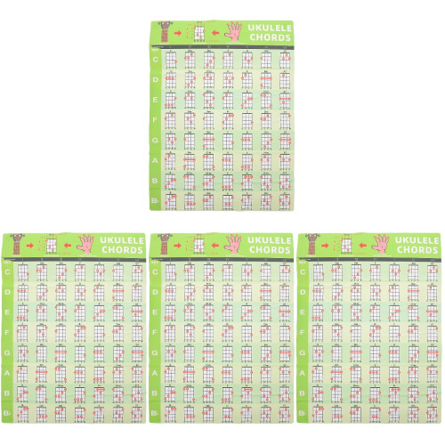 4Pcs Ukulele Chord Chart Wall Poster Green PVC Music Learning Tool 2