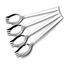 Set roestvrijstalen sporken, veelzijdig bestek voor salade en ijs, herbruikbaar, robuust bestek met gladde randen voor thuis of buiten.