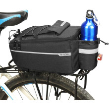 Bolsa para bagageiro traseiro de bicicleta, bolsa térmica impermeável para bicicleta com grande capacidade de 15L, refletiva e isolada - Preta,