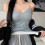 Damen graues Thermofleece-Spaghetti-Träger-Top, Einheitsgröße 10