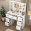 White Dressing Table, 7 Drawers LED Lights Mirror 4