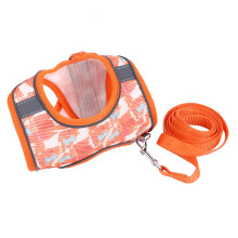Atmungsaktives, verstellbares, reflektierendes Hundegeschirr mit Leine – Orange S