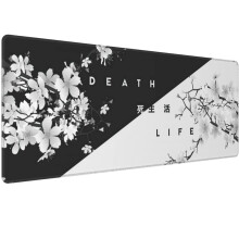 Tapete de Rato para Jogos em Flor de Cerejeira Preto e Branco, Tapete de Rato , Tapete de Mesa, Bordas Costuradas, 31,5 X 11,8 Polegadas