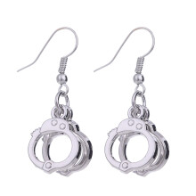 2Paare Kreative Ohrhänger Handcuffs Design Metall Silber Damen