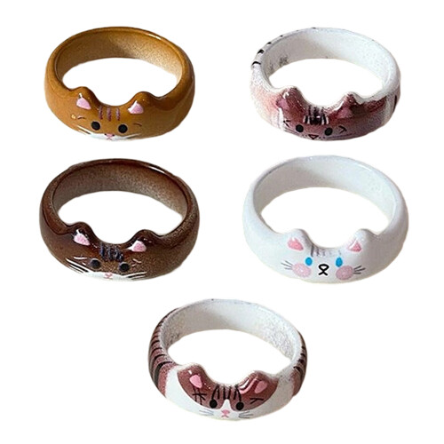 Bague réglable en forme de chats avec finition en émail-2 1