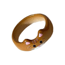 Handgefertigter Katzen-Tropfenglasur-Ring mit Tiermotiv,-1