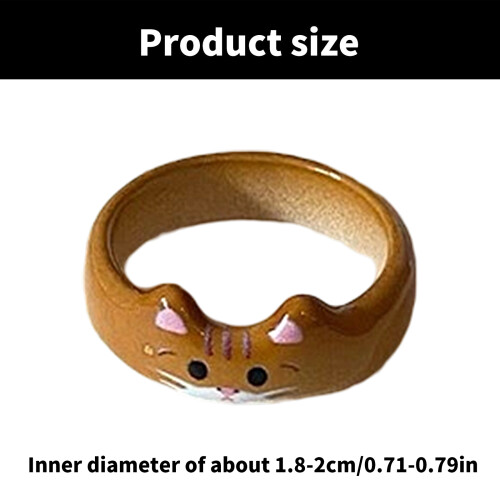 Handgefertigter Ring in Katzenform aus Emaille mit-2 2