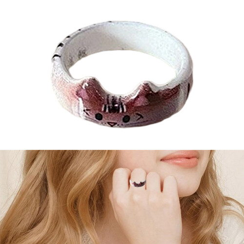 Bague réglable en forme de chats avec finition en émail-2 2
