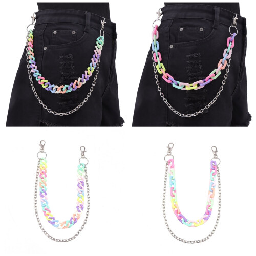 Lightweight Acrylic Rainbow Color Chain Keychain-Style 2 2