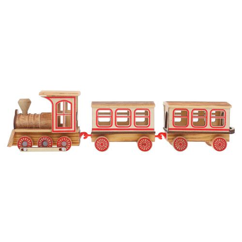 4Pièces Train Jouet Bois ABS Décor De Table Enfant Et Bureau