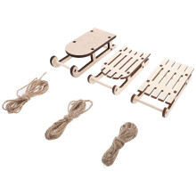 36Pcs Beige Wood Craft Sled Ornaments Xmas Christmas Sleigh Decoration