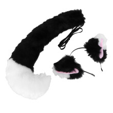3Set Decorazione Cosplay Coda E Orecchie in Morbido Per Adulti
