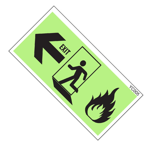 Luminous Black PVC Emergency Exit Signs Wall Decals for Decor