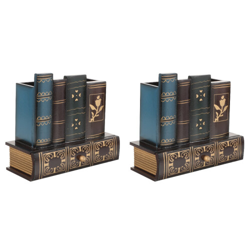 2Pz Porta Penne Libro Retrò Multiuso in Mdf Per Ufficio E Casa 2