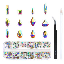 Schimmernde, flache Strasssteine in AB-Farben, 120 Stück, funkelnde Glas-Strasssteine für DIY-Nagelkunst und modische Basteldekorationen (inkl.