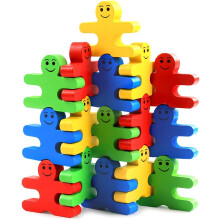 Brinquedos educativos Montessori, blocos de madeira vibrantes para empilhar e desenvolver as habilidades espaciais e a destreza das crianças.