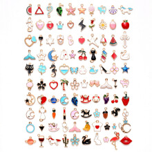 Schmuckherstellungsset (Großhandel), vergoldete Emaille-Anhänger, verschiedene Emaille-Designs für DIY-Schmuck