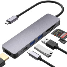 Hub USB-C multifuncional, adaptador HDMI 4K com revestimento em liga de alumínio, transferência instantânea de dados e carregamento PD seguro para