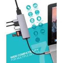 Compacte USB-C-hub, geavanceerde HDMI-adapter met snelladen via PD, naadloze gegevensoverdracht, duurzame behuizing van aluminiumlegering voor