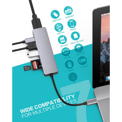 Προηγμένος διανομέας USB C με προσαρμογέα HDMI Ultra HD, ανθεκτικό κέλυφος από κράμα 1
