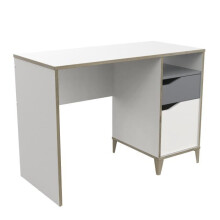 Bureau - GENIUS - 1 porta - Bianco e Grigio - 106,6 x 50 x 76,4 cm - Design contemporaneo