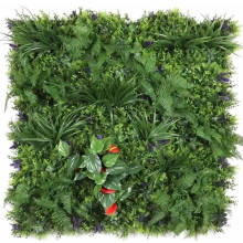 Parede vegetal artificial - Modelo flor vermelha - Dimensões: 100 x 100 cm