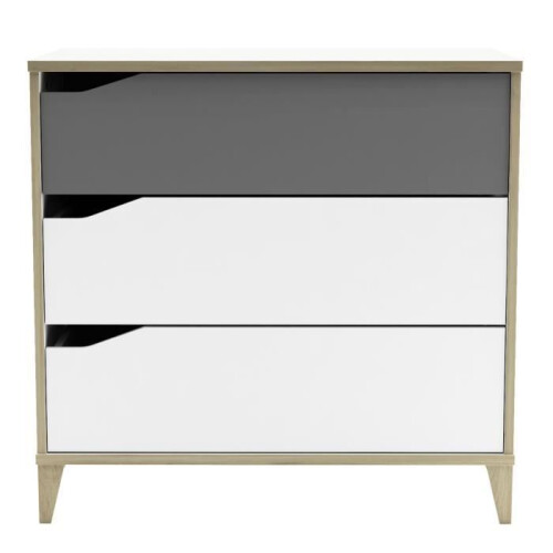 Commode - DEMEYERE - GENIUS - Blanc et Gris - 3 tiroirs - 78,3 x 42,6 x 75,9 cm 1