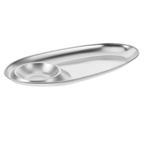 4Stk Edelstahlteller Für Snacks Mit Dipfach Silber Elegant 1