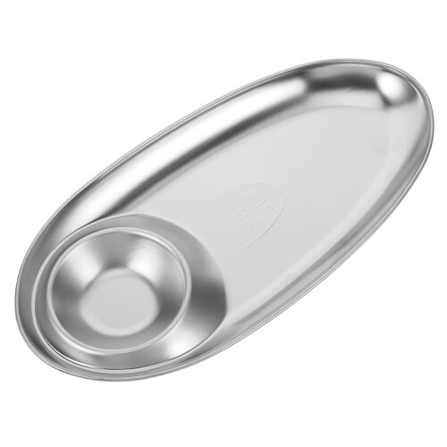4Stk Edelstahlteller Für Snacks Mit Dipfach Silber Elegant 2