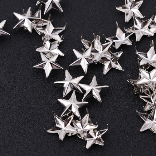 50Pz Rivetti Pentagramma Argento Per Abbigliamento E Scarpe 2